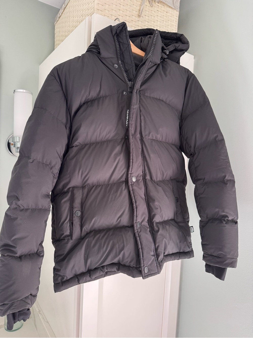 Aritzia Super Puff Black Hooded Coat